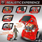 Engaging Kids Truck Engine Toy Set with RC Car Key | Red Mechanic Toys for Ages 3-5