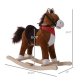 Kids Plush Rocking Horse, Realistic Sounds, Red Scarf, Perfect Gift, Memorable Fun, Brown, for 3 Years