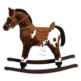 Rocking Horse Kids Plush Ride-On Toy Nursery Rhyme Music 18-36 Months Light Brown White Perfect Gift for Toddlers