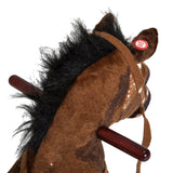 Rocking Horse Kids Plush Ride-On Toy Nursery Rhyme Music 18-36 Months Light Brown White Perfect Gift for Toddlers