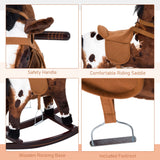 Rocking Horse Kids Plush Ride-On Toy Nursery Rhyme Music 18-36 Months Light Brown White Perfect Gift for Toddlers