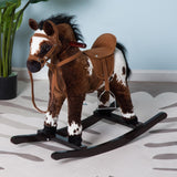 Rocking Horse Kids Plush Ride-On Toy Nursery Rhyme Music 18-36 Months Light Brown White Perfect Gift for Toddlers