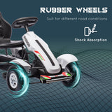 Childrens White Go Kart Pedal Ride-On Toy with Adjustable Seat Sharp Handling Handbrake Non-Slip Rubber Wheels