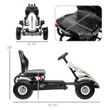 Childrens White Go Kart Pedal Ride-On Toy with Adjustable Seat Sharp Handling Handbrake Non-Slip Rubber Wheels