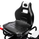 Childrens White Go Kart Pedal Ride-On Toy with Adjustable Seat Sharp Handling Handbrake Non-Slip Rubber Wheels