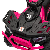 12V Kids ATV, 4 Wheeler Quad w/ 4 Spring Suspension Wheels, LED Lights, Music USB, Pink