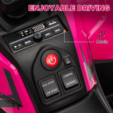 12V Kids ATV, 4 Wheeler Quad w/ 4 Spring Suspension Wheels, LED Lights, Music USB, Pink