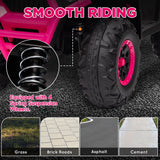 12V Kids ATV, 4 Wheeler Quad w/ 4 Spring Suspension Wheels, LED Lights, Music USB, Pink