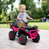 12V Kids ATV, 4 Wheeler Quad w/ 4 Spring Suspension Wheels, LED Lights, Music USB, Pink