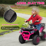 12V Kids ATV, 4 Wheeler Quad w/ 4 Spring Suspension Wheels, LED Lights, Music USB, Pink