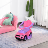 3 in 1 Toddler Ride-On Car, Push Car, Sliding Walking Toy, Horn, Music, Light, Pink, 1-3 Years Old