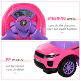 3 in 1 Toddler Ride-On Car, Push Car, Sliding Walking Toy, Horn, Music, Light, Pink, 1-3 Years Old