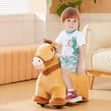 Battery Powered Electric Ride on Pony, 6V Ride on Horse w/ with Music Forward, PU Wheels, Aged 18-36 Months, Brown