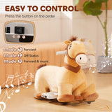 Battery Powered Electric Ride on Pony, 6V Ride on Horse w/ with Music Forward, PU Wheels, Aged 18-36 Months, Brown