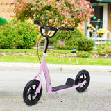 HOMCOM Adjustable Height Kick Scooter for Kids 5-12, Non-Slip Footplate, Big Wheels, Rear Brake, Pink