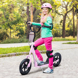 HOMCOM Adjustable Height Kick Scooter for Kids 5-12, Non-Slip Footplate, Big Wheels, Rear Brake, Pink