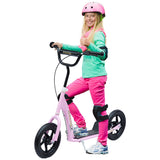 HOMCOM Adjustable Height Kick Scooter for Kids 5-12, Non-Slip Footplate, Big Wheels, Rear Brake, Pink