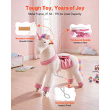 Ride On Horse, Riding Unicorn Toys for Kids, No Battery Required, Smooth Wheels with Anti-Roll Stop Ring, Upgraded Raised Seat, Handles, Sturdy Pedals, 176 lbs Max Load Capacity for Ages 6+