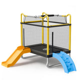 Trampoline for Kids, Toddler Mini Trampoline, 132 lbs Capacity Indoor Outdoor Play Toys with Enclosure Net, Slide, and Ring, Easy to Assemble, Christmas Toys Birthday Gifts for Girls Boys