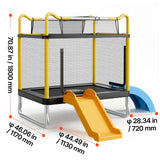 Trampoline for Kids, Toddler Mini Trampoline, 132 lbs Capacity Indoor Outdoor Play Toys with Enclosure Net, Slide, and Ring, Easy to Assemble, Christmas Toys Birthday Gifts for Girls Boys