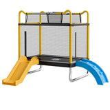 Trampoline for Kids, Toddler Mini Trampoline, 132 lbs Capacity Indoor Outdoor Play Toys with Enclosure Net, Slide, and Ring, Easy to Assemble, Christmas Toys Birthday Gifts for Girls Boys