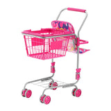 Shopping Cart for Kids, Sturdy Metal Frame, Toy Shopping Cart with Baby Doll, 4 Rolling Wheels, Doll Seat Carrier, Grocery Pretend Play Toy Trolley, Folds for Easy Storage, for Toddlers Ages 3+