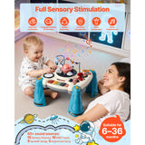 Baby Spacecraft Musical Table Toys for 1-3 Years Old, Learning Activity Desk with Space Theme & Soft-glow Star Projector & 60+ Sound Sources, Toddler Learning Table for Kids 6+ Months