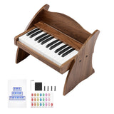 Kids Piano Keyboard, 25 Keys Wooden Digital Piano for Kids, Mini Music Educational Instrument Toy with Realistic Sound, Dual Power, Adjustable Volume for Toddlers, Boys Girls Learning, Walnut