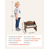 Kids Piano Keyboard, 25 Keys Wooden Digital Piano for Kids, Mini Music Educational Instrument Toy with Realistic Sound, Dual Power, Adjustable Volume for Toddlers, Boys Girls Learning, Walnut