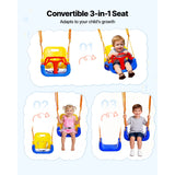 Toddler Swing and Jumper, 2 in 1 Swing Set and Bouncer, Thick Plastic Seat with Foldable A-Frame Metal Stand, Reinforced with 4 Sandbags, Easy to Install and Store, for Indoor or Outdoor Play