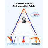 Toddler Swing and Jumper, 2 in 1 Swing Set and Bouncer, Thick Plastic Seat with Foldable A-Frame Metal Stand, Reinforced with 4 Sandbags, Easy to Install and Store, for Indoor or Outdoor Play