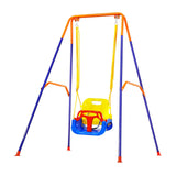 Toddler Swing and Jumper, 2 in 1 Swing Set and Bouncer, Thick Plastic Seat with Foldable A-Frame Metal Stand, Reinforced with 4 Sandbags, Easy to Install and Store, for Indoor or Outdoor Play