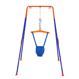 Toddler Swing and Jumper, 2 in 1 Swing Set and Bouncer, Thick Plastic Seat with Foldable A-Frame Metal Stand, Reinforced with 4 Sandbags, Easy to Install and Store, for Indoor or Outdoor Play