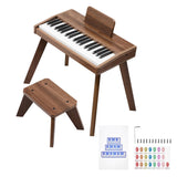 Kids Piano Keyboard, 37 Key Wooden Digital Piano for Kids, Mini Music Educational Instrument Toy Set with Realistic Sound, Dual Power, Adjustable Volume for Toddlers, Boys Girls Learning,Walnut