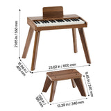 Kids Piano Keyboard, 37 Key Wooden Digital Piano for Kids, Mini Music Educational Instrument Toy Set with Realistic Sound, Dual Power, Adjustable Volume for Toddlers, Boys Girls Learning,Walnut