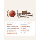 Kids Piano Keyboard, 37 Keys Wooden Digital Piano for Kids, Mini Music Educational Instrument Toy with Realistic Sound, Dual Power, Adjustable Volume for Toddlers, Boys Girls Learning,Walnut