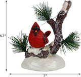 Christmas Tabletop Decorations, LED Lights Cardinal Resin Ornament, Lighted Red Bird on Snowy Pine Tree Holiday Decor for Indoor Home Table Desk Kitchen Room Xmas Party