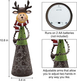 Lighted Christmas Table Decorations, Set of 3 Indoor LED Lighting Santa Snowman Reindeer Xmas Holiday Party Tabletop Desk Ornament & Candleholders