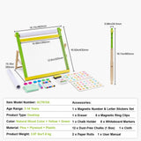 Tabletop Art Easel for Kids, 3-in-1 Wooden Double-Sided Kid's Art Easel with Magnetic Whiteboard, Chalkboard, Paper Roll, Foldable Portable Drawing Board with Painting Accessories for Boys Girls