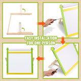 Tabletop Art Easel for Kids, 3-in-1 Wooden Double-Sided Kid's Art Easel with Magnetic Whiteboard, Chalkboard, Paper Roll, Foldable Portable Drawing Board with Painting Accessories for Boys Girls