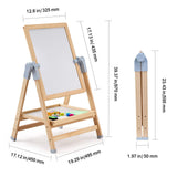 Art Easel for Kids, 2-in-1 Wooden Double-Sided Kid's Art Easel with Magnetic Whiteboard & Chalkboard, Adjustable Standing Rotatable Foldable Drawing Board with Painting Accessories for Boy Girl