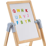 Art Easel for Kids, 2-in-1 Wooden Double-Sided Kid's Art Easel with Magnetic Whiteboard & Chalkboard, Adjustable Standing Rotatable Foldable Drawing Board with Painting Accessories for Boy Girl