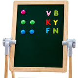 Art Easel for Kids, 2-in-1 Wooden Double-Sided Kid's Art Easel with Magnetic Whiteboard & Chalkboard, Adjustable Standing Rotatable Foldable Drawing Board with Painting Accessories for Boy Girl