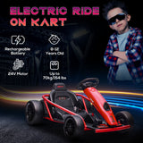 24V Electric Go Kart for Kids, Drift Electric Go Kart Racing with 2 Speeds, for Boys Girls Aged 8-12 Years Old, Red