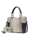 MKF Collection Merlina Faux Crocodile Embossed Vegan Leather Women Tote Bag with matching Wallet by Mia k
