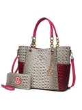 MKF Collection Merlina Faux Crocodile Embossed Vegan Leather Women Tote Bag with matching Wallet by Mia k