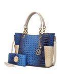 MKF Collection Merlina Faux Crocodile Embossed Vegan Leather Women Tote Bag with matching Wallet by Mia k