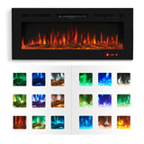 Electric Fireplace in-Wall Recessed and Wall Mounted 750/1500W Fireplace Heater with Touch Screen/Timer/Multicolor Flames/Remote Control (Black)------only pick-up