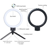 Kshioe Infinite Dimming Double Color Temperature LED Ring Lamp and Mini Tabletop Tripod US Standard--YS
