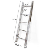 Farmhouse 4.5 Ft Wall Leaning Wood Blanket Quilt Storage Ladder Towel Rack, Bathroom Bedroom Decorative Shelf - Vintage White XH